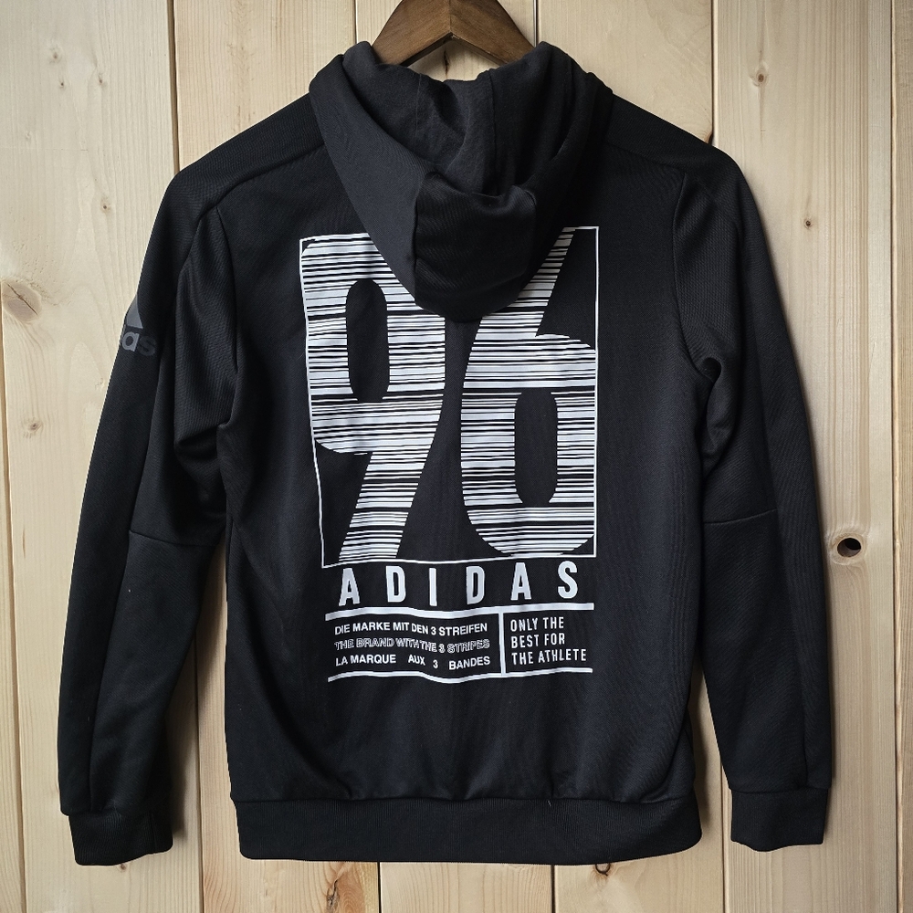 Adidas Zip Up Hooded Jacket Sweater Black Womens Small - Picture 6 of 8